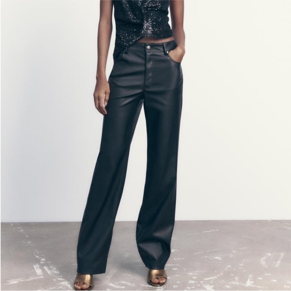 Zara high waisted faux leather pants